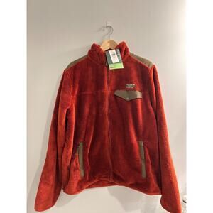 LL Bean Fleece Pullover Mens L Burg Quarter Zip Sherpa Hi Pile Fleece